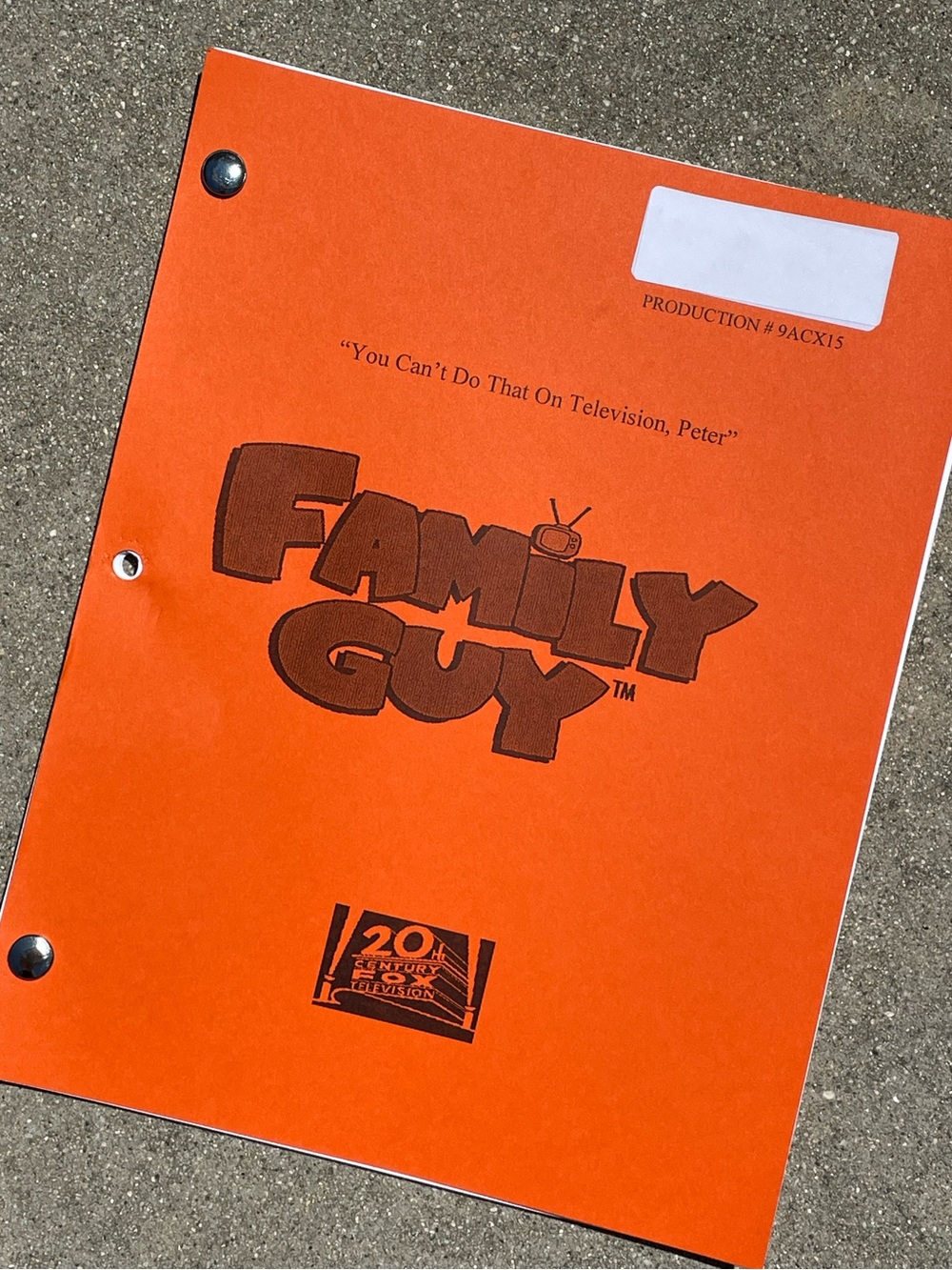 Family Guy 2011 Can’t Do That On TV Peter Production Used Table Draft Script